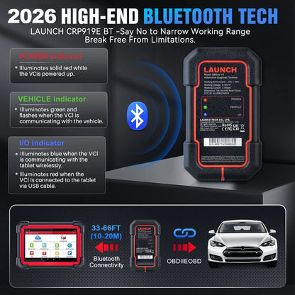 LAUNCH X431 CRP919E BT Car Diagnostic Tools CAN FD DOIP ALL Systems ECU Coding Bi-directional 31 Resets DBScar VII Auto Scanner
