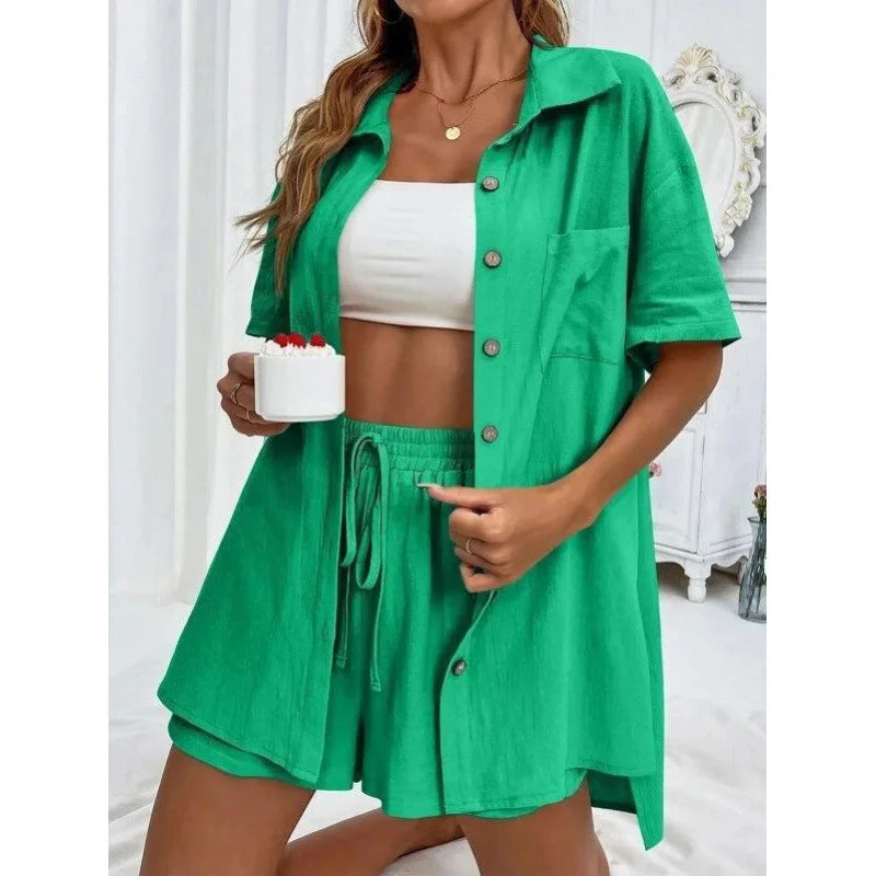 Faionable Casual ort Sve irt And orts Set Women&