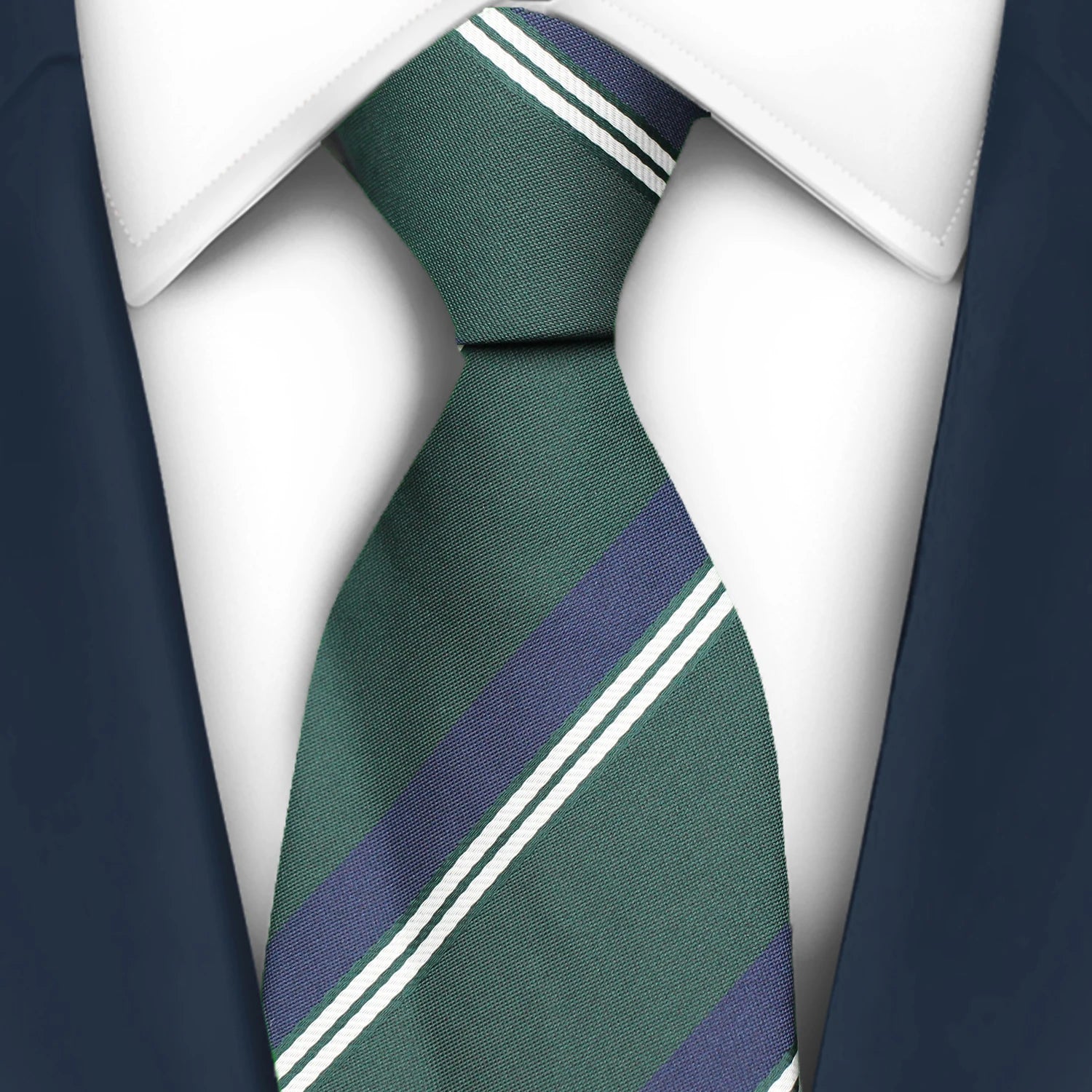 Luxury 7CM Mens Tie Necktie Red Green Stripes Solid Tie For Man Groom Jacquard Woven Neck Tie For Business Wedding Party