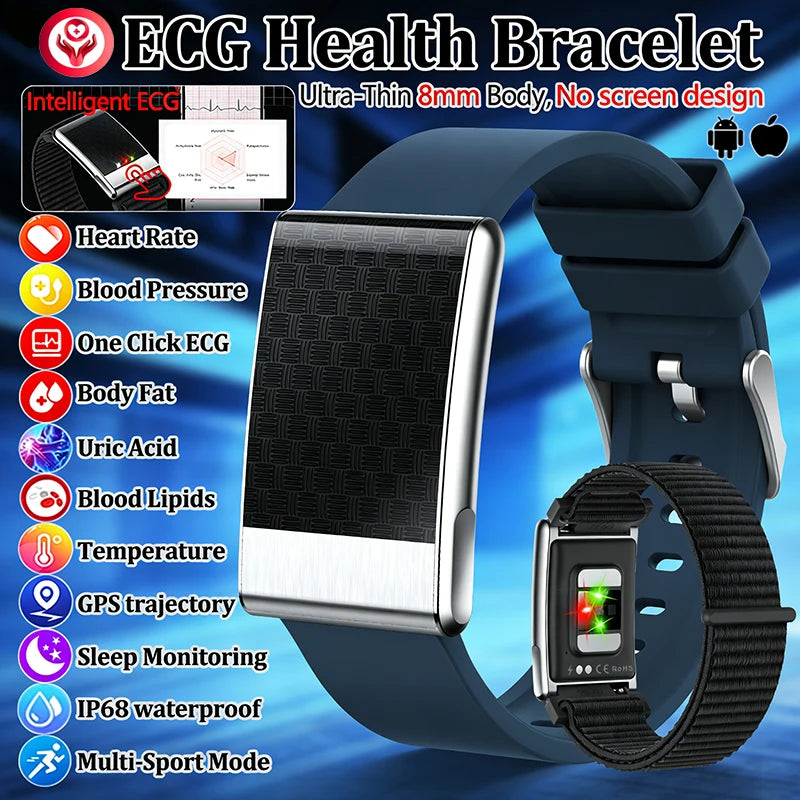 New Uric Acid Blood lipids Smart Bracelet Men ECG Blood Pressure Heart Rate Call Reminder Health Smart Bracelet No Screen Design
