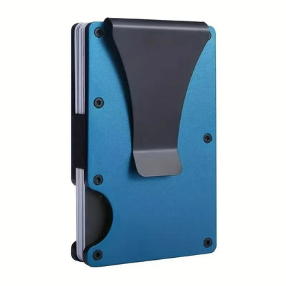 Minimalist Slim RFID Blocking Wallet For Men - Light Weight, Durable &amp; Compact- Aluminum Wallet With Money Clip (Black）