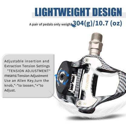 Carbon Pattern Road Bike Pedals Clipless Pedals Bicycle Racing Shoe Pedals For Shimano/KEO System System Clip-On Pedals