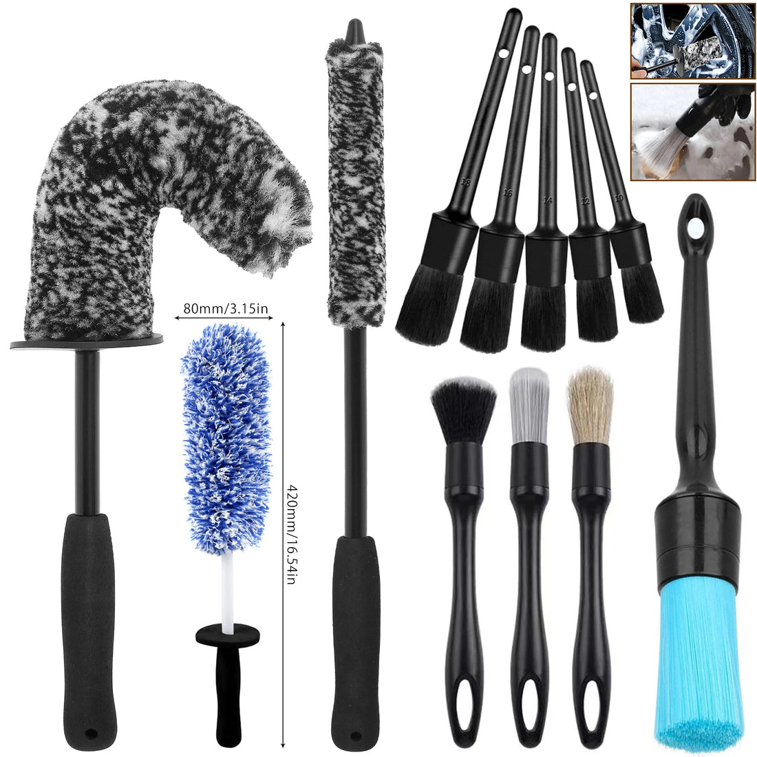 3/1Pcs Car Wash Wheel Brush Kit Flexible Car Detailing Brushes Non-Slip Easy To Cleaning Rims Spokes Wheel Barrel Car Accessorie