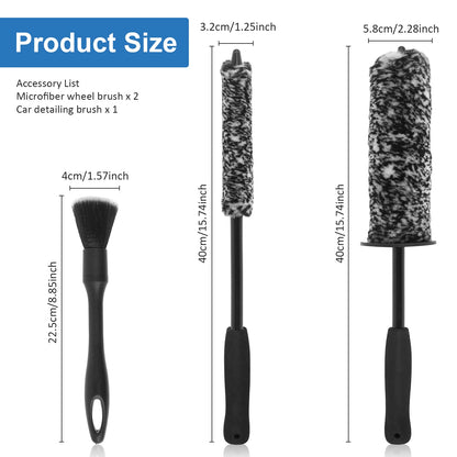 3/1Pcs Car Wash Wheel Brush Kit Flexible Car Detailing Brushes Non-Slip Easy To Cleaning Rims Spokes Wheel Barrel Car Accessorie