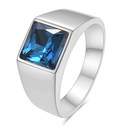 VQYSKO Big Square Cut Stone Signet Ring Exquisite Large Colour Quartz Cocktail Ring For Women Men Jewelry Party Gifts