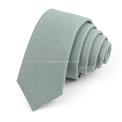 Mens Ties 6cm Classic Cotton Handmade Skinny Neck Ties For Men Soild Color Narrow Collar Slim Orange Grey Blue Tie Casual Tie