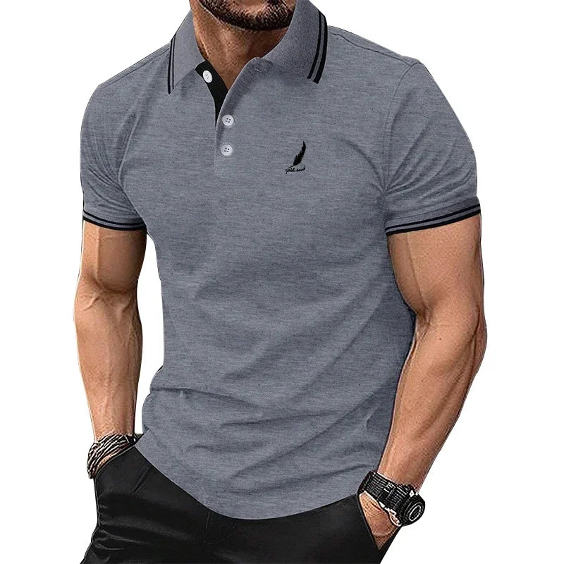 Men Clothes 100% Polyester Breathable Business Casual Polo Shirt Tops Men Short Sleeve Summer Fashion Slim Fit Polo Shirt