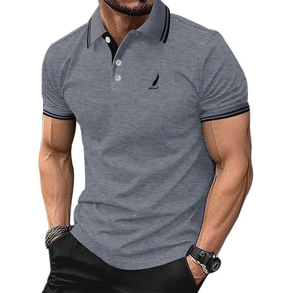 Men Clothes 100% Polyester Breathable Business Casual Polo Shirt Tops Men Short Sleeve Summer Fashion Slim Fit Polo Shirt