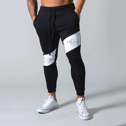 CRONOS GYM Print Pants Men Casual Sports Pants Running Workout Jogging Sportswear Men Patchwork Joggers Sweatpants Long Pants