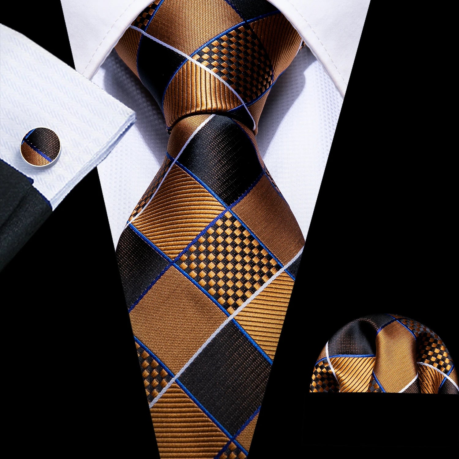 Barry.Wang Jacquard Brown &amp; Gold Men&
