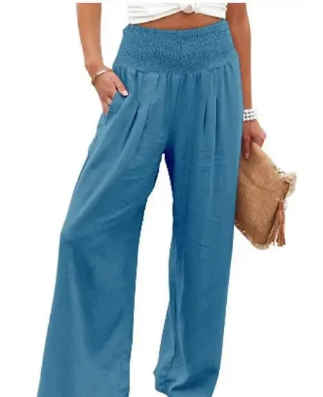 Casual Pants, Casual Style, Drawstring, Distressed Mid Waist,Women&