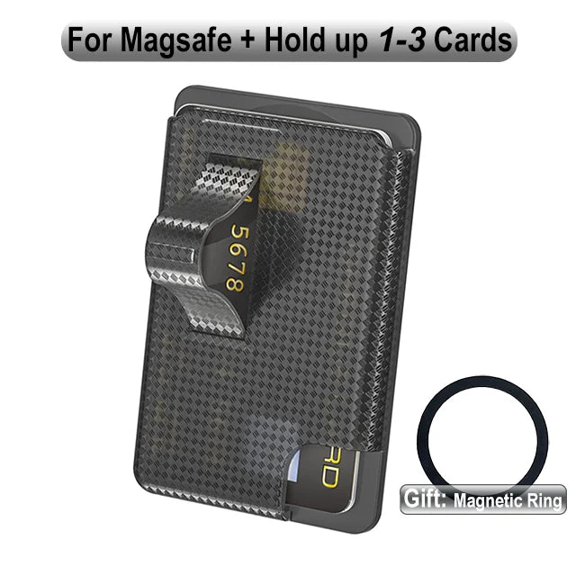 Grippopso Universal Magnetic Wallet Case Men Women Phone Card Holder Wallet With Finger Ring Holder Anti-scratch Card Case