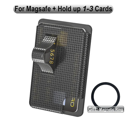 Grippopso Universal Magnetic Wallet Case Men Women Phone Card Holder Wallet With Finger Ring Holder Anti-scratch Card Case