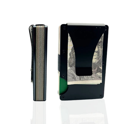 Minimalist Slim RFID Blocking Wallet For Men - Light Weight, Durable &amp; Compact- Aluminum Wallet With Money Clip (Black）