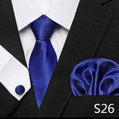 Men`s Tie Red Plaid print Jacquard Woven Tie Hanky Cufflinks Sets For Formal Wedding Business Party Free Postage