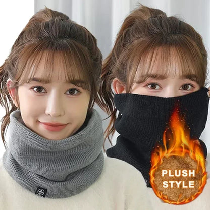 Warm Knitted Scarf Thickened Plush Windproof Winter Neck Gaiter Cold-proof Outdoor Sport Skiing Running Men Women Tube Scarf