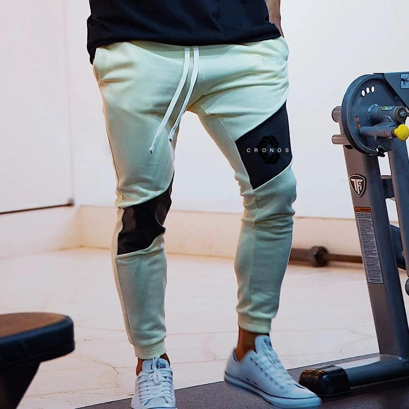CRONOS GYM Print Pants Men Casual Sports Pants Running Workout Jogging Sportswear Men Patchwork Joggers Sweatpants Long Pants