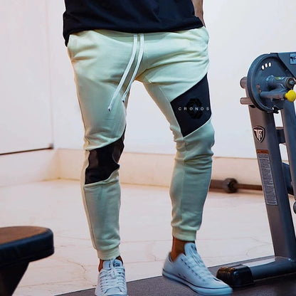 CRONOS GYM Print Pants Men Casual Sports Pants Running Workout Jogging Sportswear Men Patchwork Joggers Sweatpants Long Pants