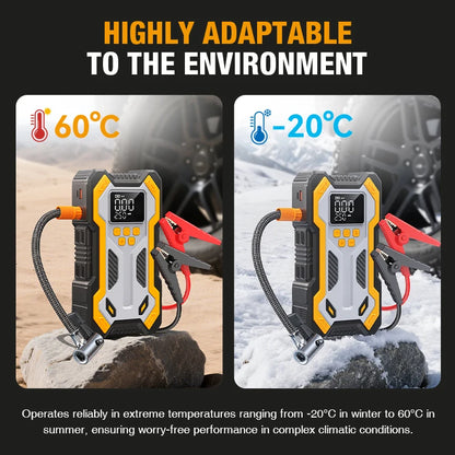 Jump Starter with Air Compressor 7000A Portable Car Battery Booster (9.0 Gas/6.5L Diesel) with 160PSI Auto-Shutoff Tire Inflator