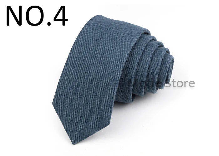 Mens Ties 6cm Classic Cotton Handmade Skinny Neck Ties For Men Soild Color Narrow Collar Slim Orange Grey Blue Tie Casual Tie