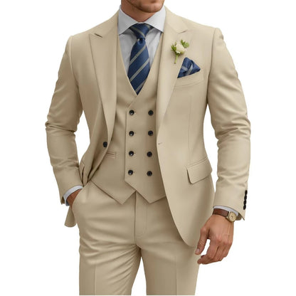 Mens 3 Piece Slim Fit For Men Double Breasted Suit Wedding Prom Suits Formal Business Dinner Tuxedo