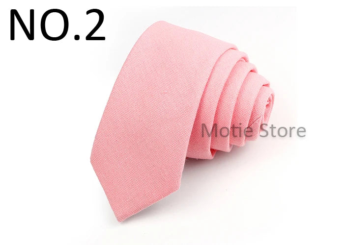 Mens Ties 6cm Classic Cotton Handmade Skinny Neck Ties For Men Soild Color Narrow Collar Slim Orange Grey Blue Tie Casual Tie