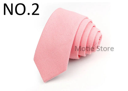 Mens Ties 6cm Classic Cotton Handmade Skinny Neck Ties For Men Soild Color Narrow Collar Slim Orange Grey Blue Tie Casual Tie