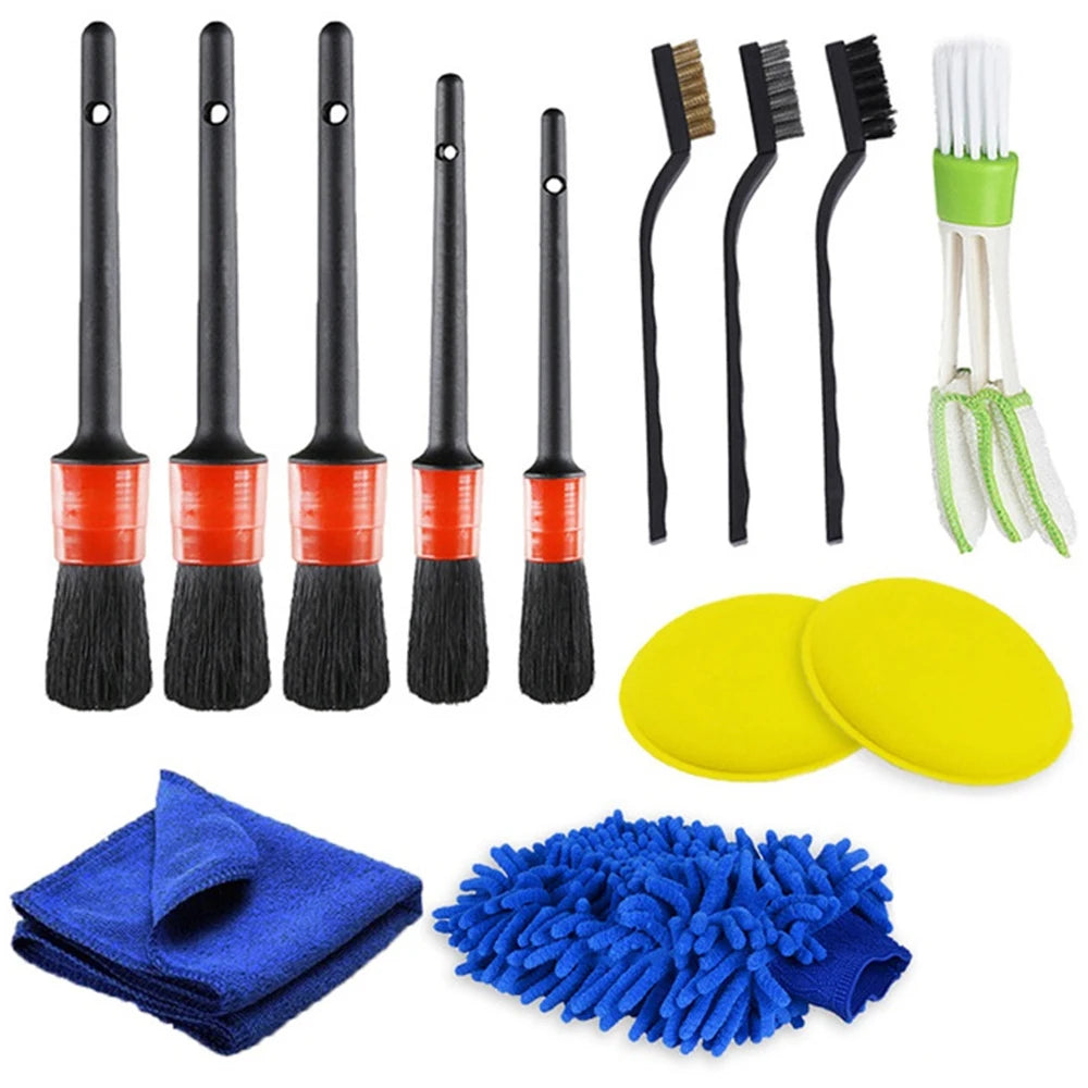 Car Detailing Brush Set Car Cleaning Brushes Sponges Towels for Car Air Vents Rim Cleaning Dirt Dust Clean Tool Wash Accessories