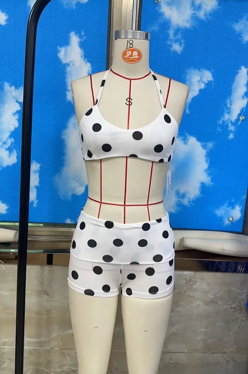 Y2k Halter String Triangle Bikini Top with Low Rise Swim Boyshorts Beachwear Summer Holiday Women 2 Piece Bikini Shorts Set