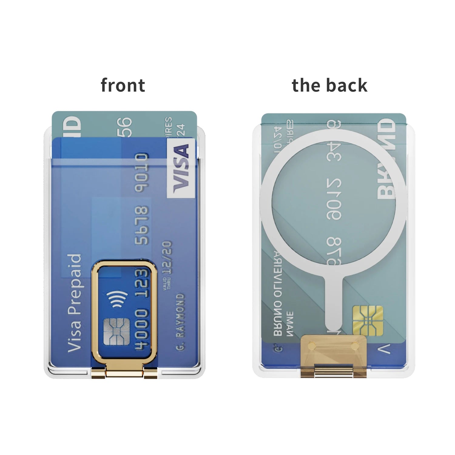 Strong Transparent Magnetic For Magsafe Card Wallet Metal Stand Holder Clear Case For iPhone Card Phone Back Bag Adsorption
