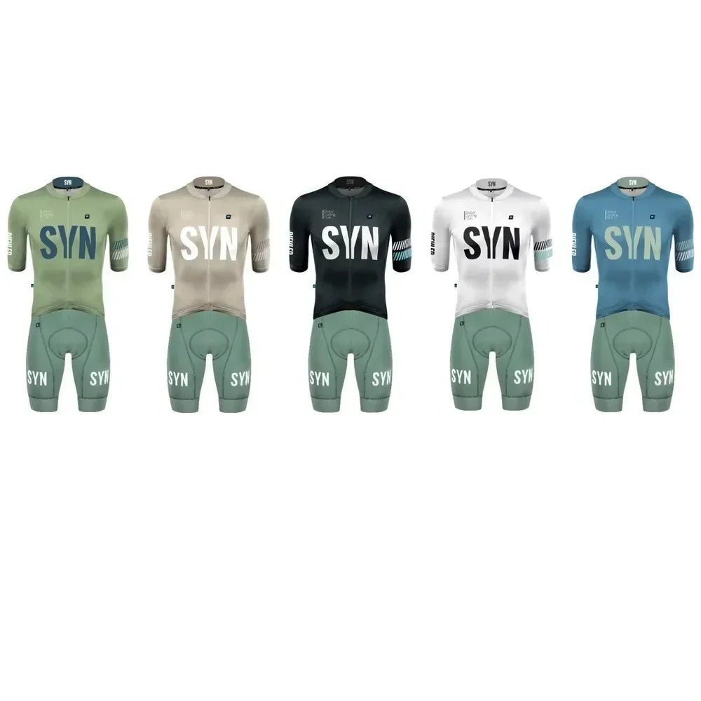Summer Unisex summer short sleeve suit cycle SYN short sleeve cycling Jersey and gel shorts Triathlon Suit Mtb