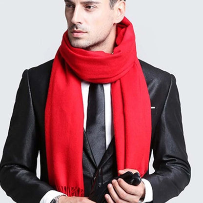 Tassel Scarfs Imitation Cashmere Men Solid Color Fashions Winter Warmth Windproof Thickened Elongated Scarf Women&