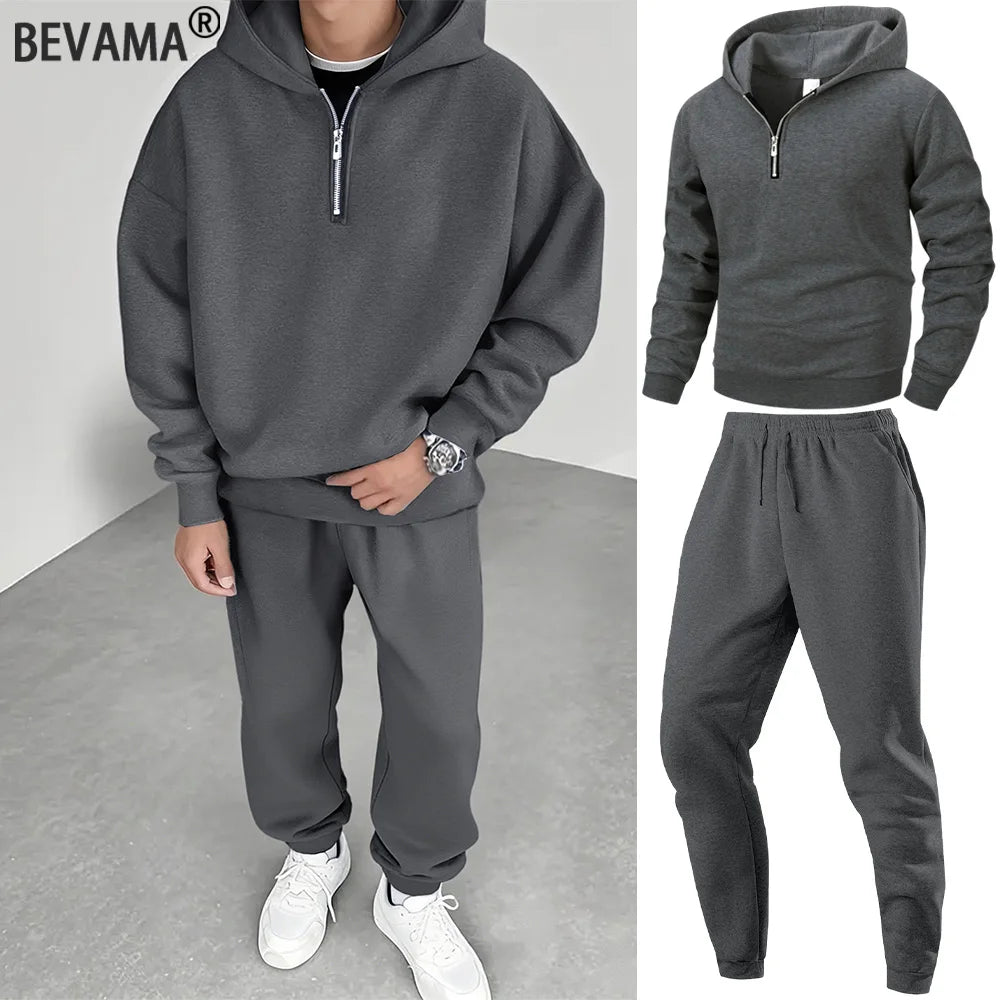 Unisex 2 Piece Set Fitness Running Casual Sport Set Comfortable Casual Sport Solid Color Suit Hooded Pullover Sweatshirt Trouser