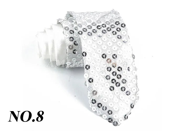 Shiny Sequins Neck Ties Men Women Stage Black Pink Blue Glitter Performance Prom Paillette Accessories Fashion Party 5cm Necktie