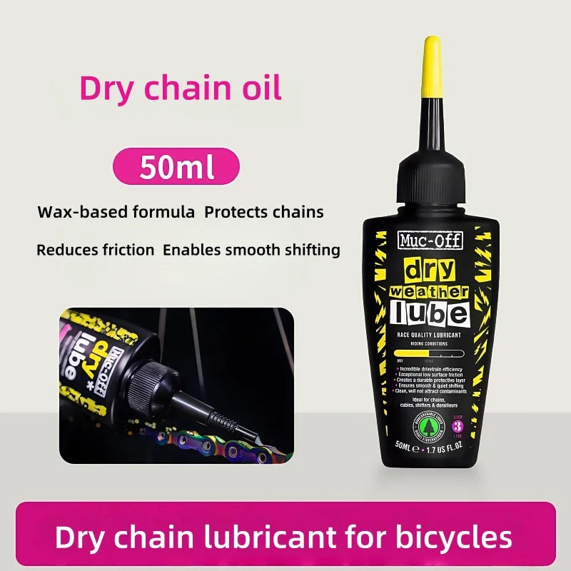 Muc-Off Bicycle Chain Lube 50ML Wet Dry All Weather Wax Formula Smooth Shifting Reduces Friction Road Bike Lubricant
