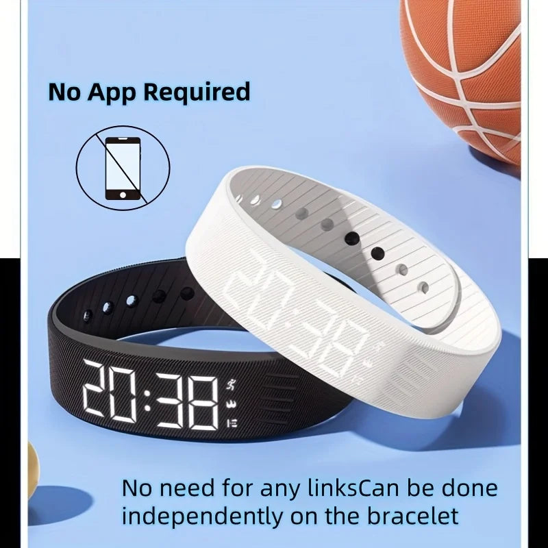 Student smart watch sports pedometer vibration alarm clock  LED Digital Alarm Clock Watch Adjustable Waterproof Alarm Bracelet