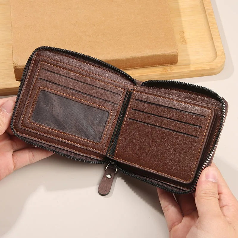 Business Bank Credit Card Holder Luxury Men Wallets Short Coin Purse Zipper Money Bag Cardholder Case Small Card Holders for Men