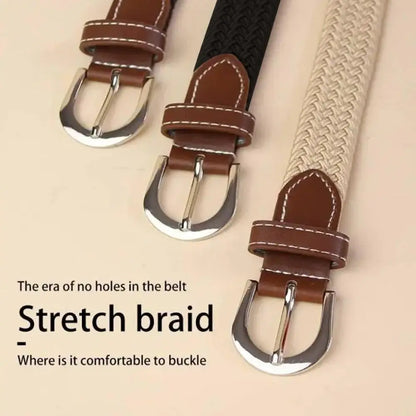 100cm Casual Knitted Pin Buckle Men Belt Woven Canvas Elastic Expandable Braided Stretch Belts For Women Jeans Female Belt