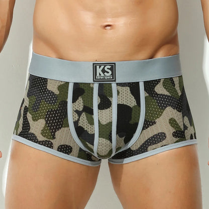 Fashion Boxers for Men Underwear Camouflage Printed Boxershorts Mesh Breathable Calzoncillos Hombre