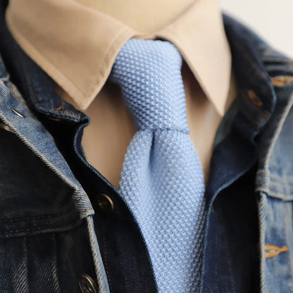 6CM Knit Tie Slim Fashion Knitted Ties For Men Solid Black White Blue Burgundy Knitted Skinny Men Necktie