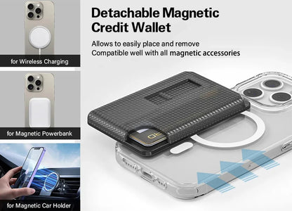 Grippopso Universal Magnetic Wallet Case Men Women Phone Card Holder Wallet With Finger Ring Holder Anti-scratch Card Case