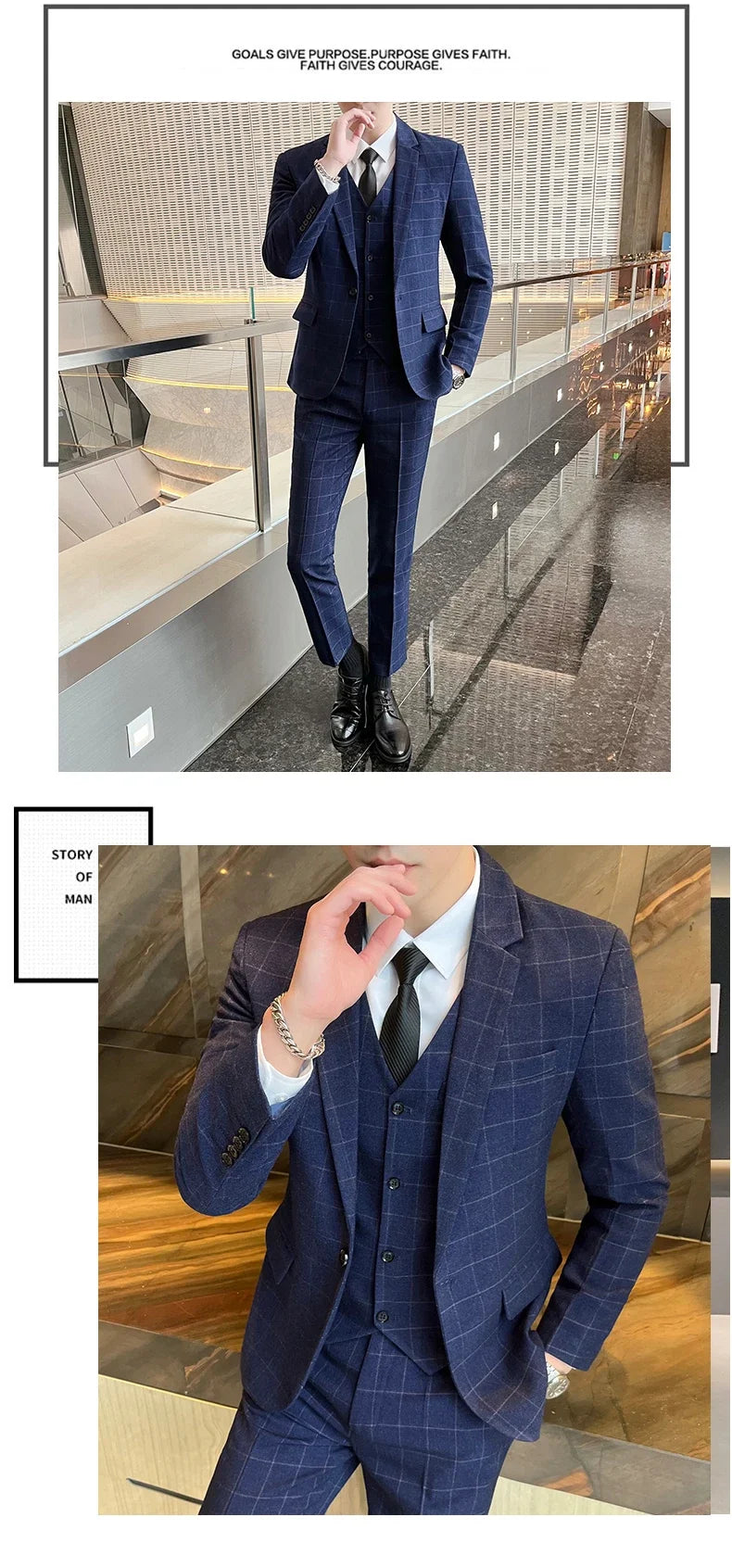 Suits  (blazer+ Vest + Pants) Men Fashion Business Casual Hosts Slim-fit Gentleman Wedding Work  Mens Suits 3 Piece M-5XL