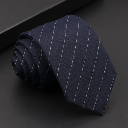 Classic Mens Solid Cotton Handmade 6cm Ties Striped Narrow Collar Slim Necktie Black Red Blue Formal Business Wedding Tie Gift