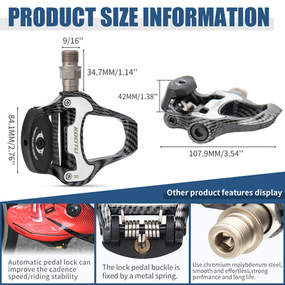 Carbon Pattern Road Bike Pedals Clipless Pedals Bicycle Racing Shoe Pedals For Shimano/KEO System System Clip-On Pedals
