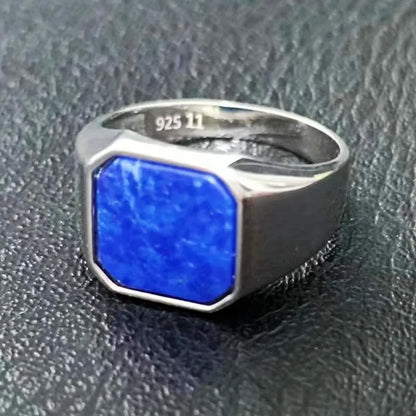 BOCAI  S925 Silver Jewelry Inlaid With Natural Malachite Stone Square Men&