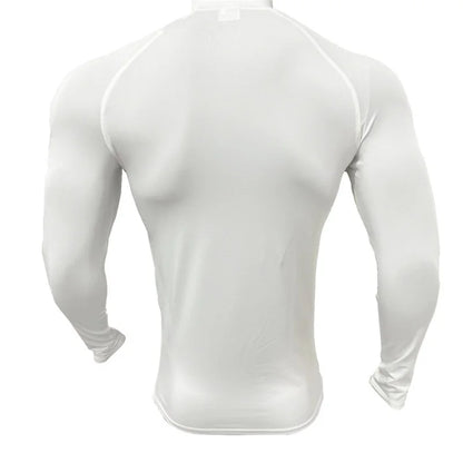 Fitness Compression Sport T-shirt Gym Running Exercise Elastic Long Sleeves Sweatshirt half zip High neck Tops men Tight T-shirt