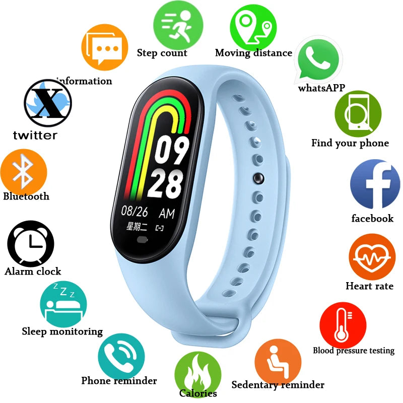 Xiaom New Smart Watch Screen Step Counting Multi Sport Fitness Mode Message Reminder Photography Music Remote Control Smart Band