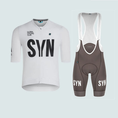 Riding Club Outdoor Leisure Cycling Dinner Entertainment Bicycle Clothing White Summer Short Sleeve jersey and Bib Shorts Set