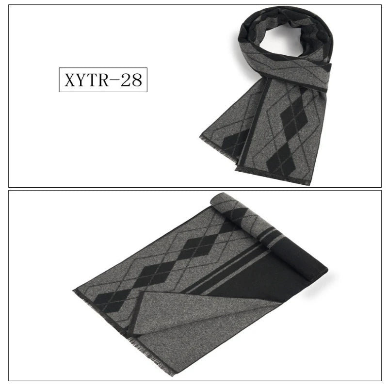 Classic Brand Scarfs for Men Thick Imitation Cashmere Shawl Scarves Winter Warm Business Muffler Scarves Long Wrap