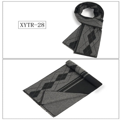 Classic Brand Scarfs for Men Thick Imitation Cashmere Shawl Scarves Winter Warm Business Muffler Scarves Long Wrap